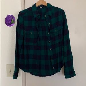 Blue and green flannel shirt